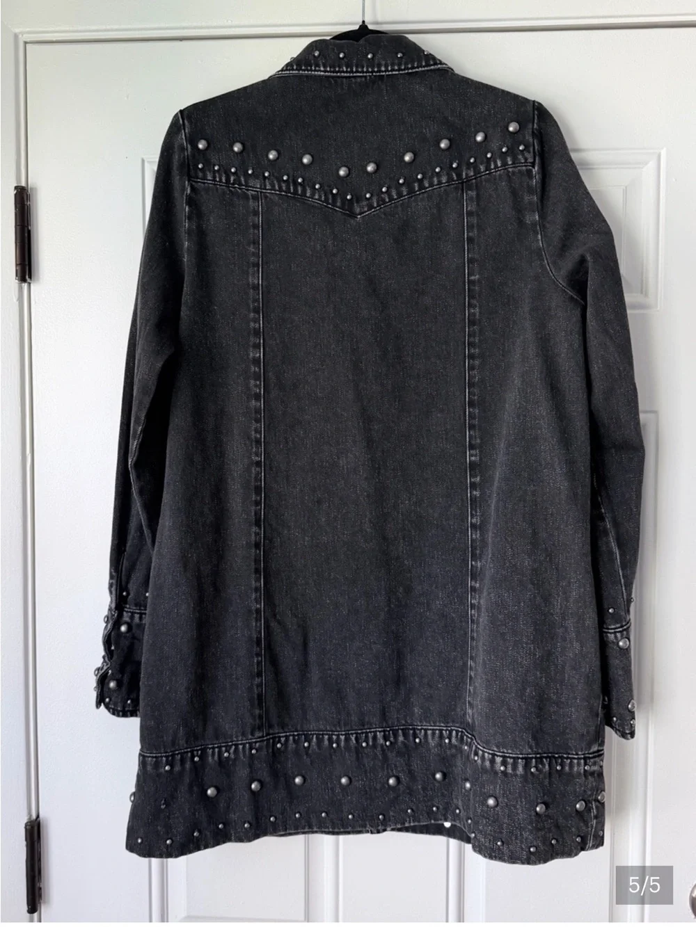Free People We The Free Bennet Studded Denim Shirt Jacket - Picture 6 of 6